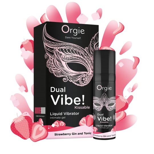 VIBRATEUR LIQUIDE AROMATISÉ GIN TONIC AU FRAISE DUAL VIBE 15ML ORGIE