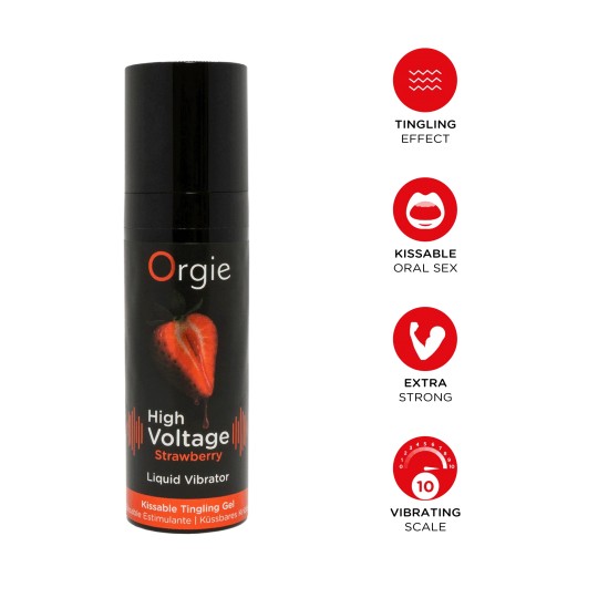 GEL VIBRANTE AL GUSTO DI FRAGOLA HIGH VOLTAGE 15ML ORGIE