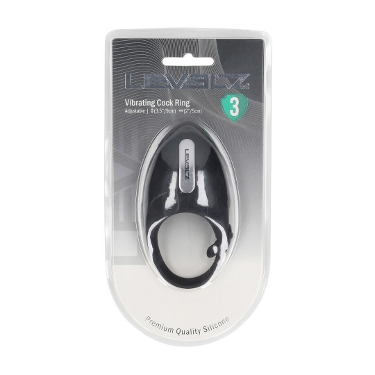 ADJUSTABLE VIBRATING SILICONE COCKRING - BLACK