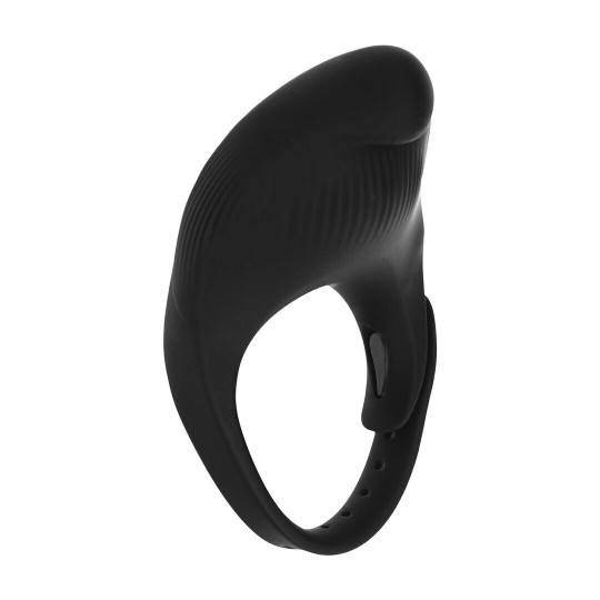 ADJUSTABLE VIBRATING SILICONE COCKRING - BLACK