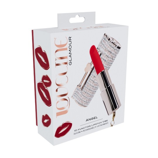 VIBRADOR CON 4 ACCESORIOS ANGEL LIPSTICK ROSA LOVELINE
