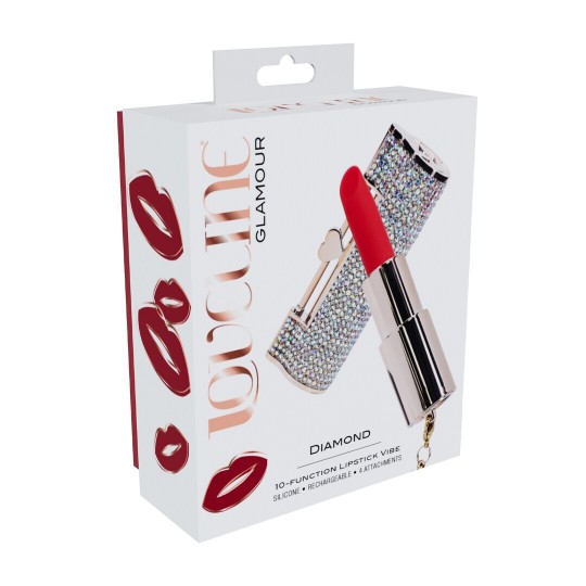 VIBRATEUR AVEC 4 ACCESSOIRES DIAMOND LIPSTICK IRIDESCENT LOVELINE