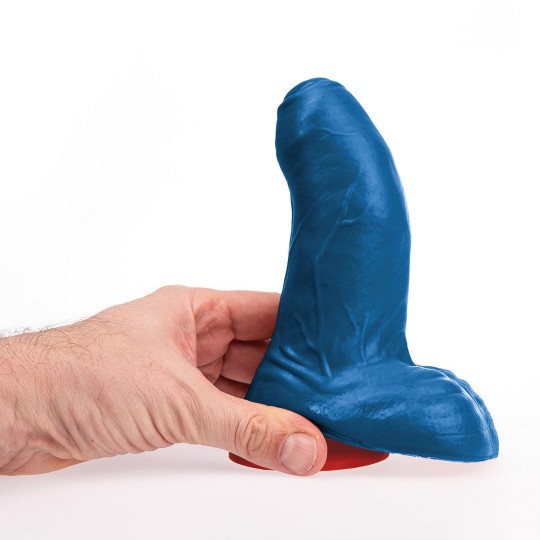 BURI S - REALISTIC CURVED DILDO WITH BALLS - 5.5 / 14 CM - BLUE
