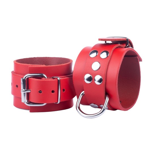 ULTRA LEATHER HANDCUFFS - RED