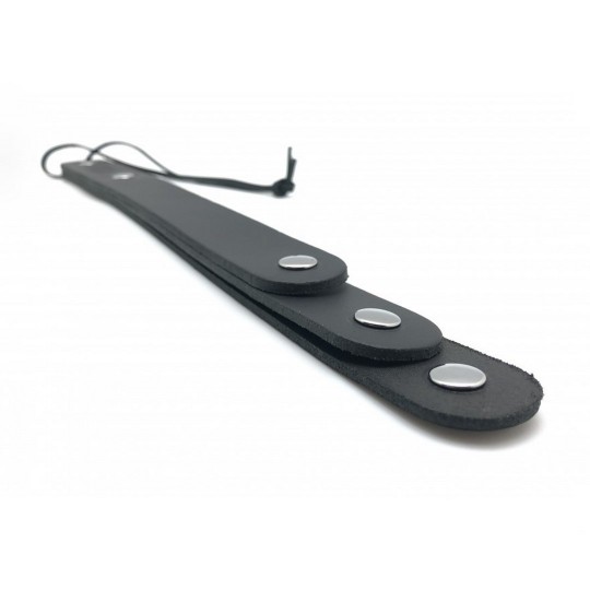 LEATHER PADDLE WITH 3 STRAPS - 39,5 CM - BLACK