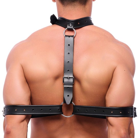 LEATHER ARM BONDAGE NECKLACE - BLACK