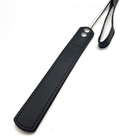 WHIP - METAL AND LEATHER - 52 CM - BLACK/SILVER