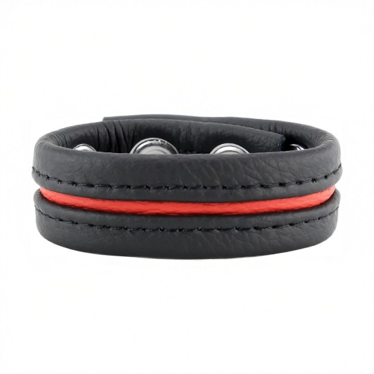ADJUSTABLE LEATHER COCKRING - RED
