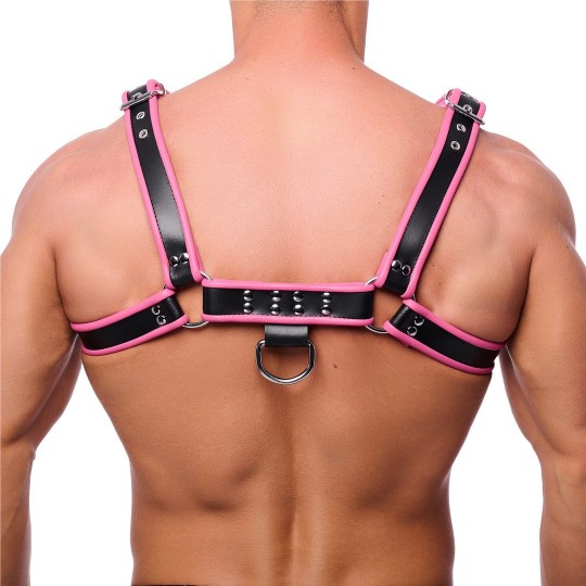 PREMIUM LEATHER HARNESS - BLACK/PINK