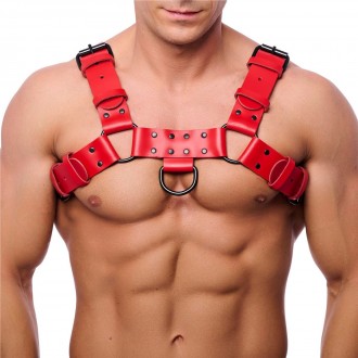 BULLDOG LEATHER HARNESS - RED