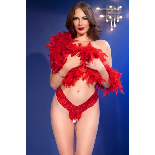 STRING EN DENTELLE AVEC OUVERTURE CR-4885 ROUGE CHILIROSE