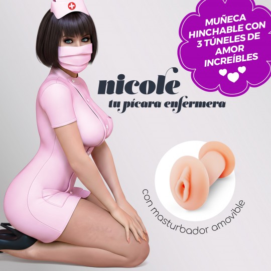 NICOLE LA ENFERMERA BONECA INSUFLÁVEL COM MASTURBADOR CRUSHIOUS