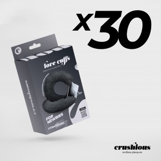 PACK DE 30 MENOTTES DE PELUCHE LOVE CUFFS CRUSHIOUS NOIRES