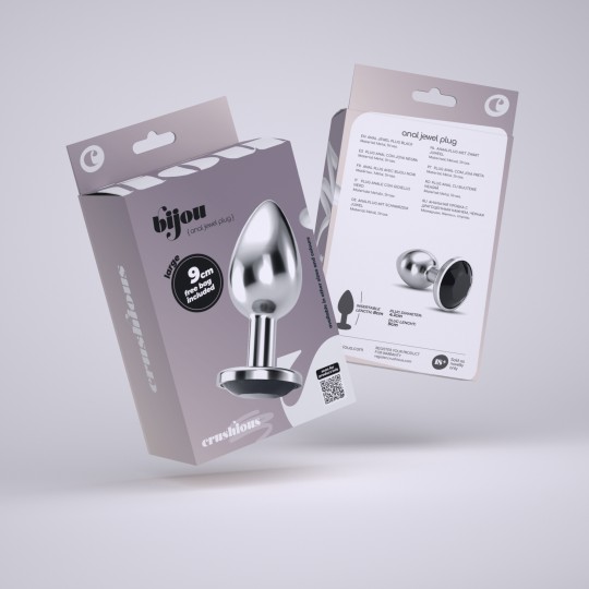 PLUG ANAL BIJOU NOIR GRAND CRUSHIOUS AVEC SAC VELOUTÉ GRATUIT