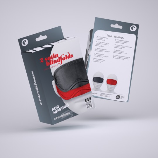 2 MASQUES DE NUIT EN SATIN CRUSHIOUS NOIR &amp; ROUGE