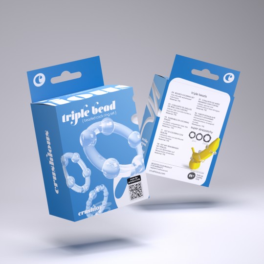 ENSEMBLE D’ANNEAUX DE PÉNIS TRIPLE BEAD TRANSPARENTS CRUSHIOUS