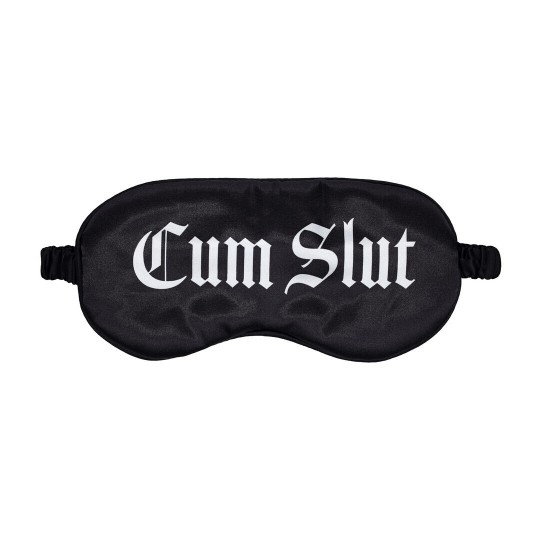 CUM SLUT - PRINTED SATIN MASK - BLACK