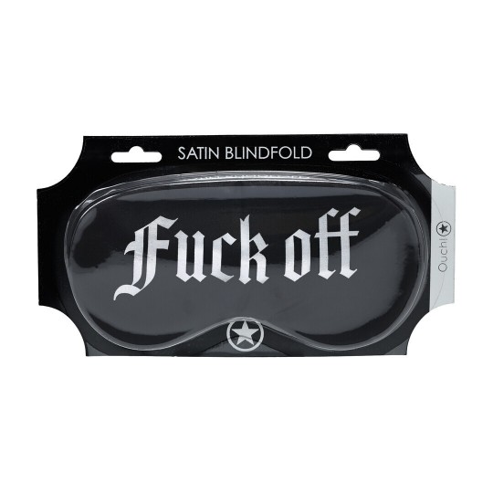 FUCK OFF - PRINTED SATIN MASK - BLACK