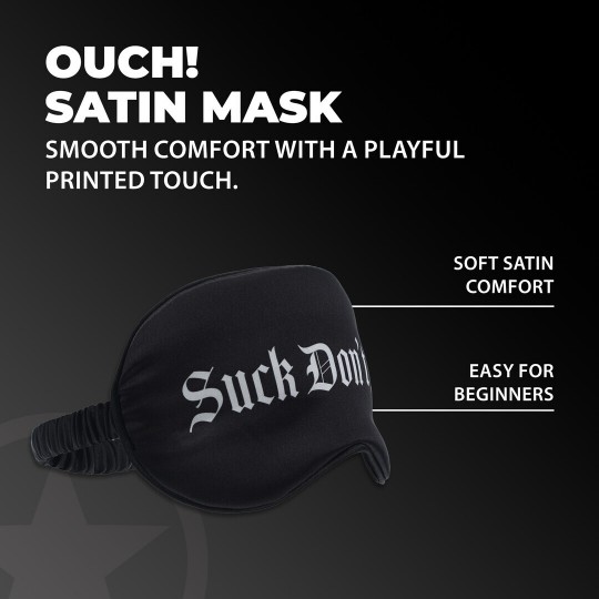 ПОВЯЗКА SUCK DON’T BITE ИЗ ПРИНТОВАННОГО САТИНА ЧЁРНАЯ OUCH!