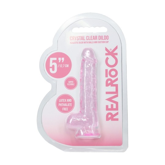 DILDO REALISTA COM TESTÍCULOS 5 /12.7 CM ROSA REAL ROCK