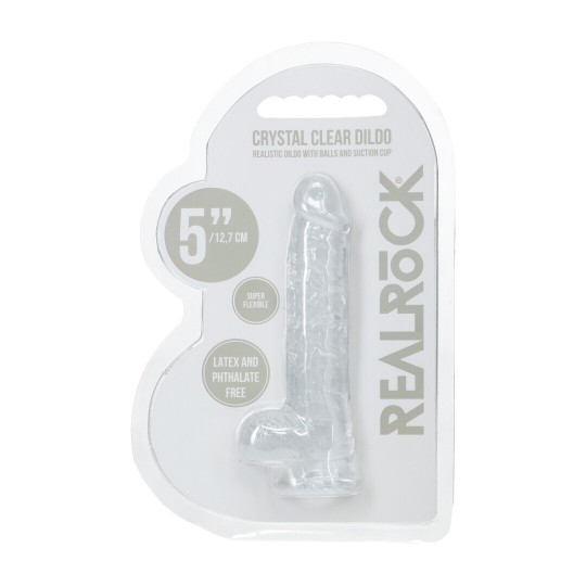 REALISTIC DILDO WITH BALLS - 5 / 12,7 CM - TRANSPARENT