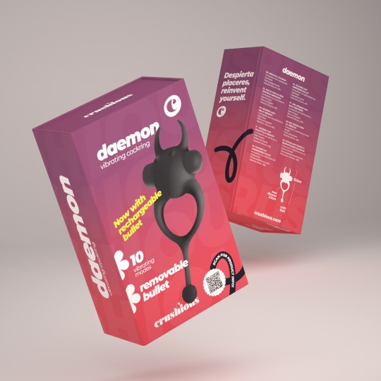 DAEMON ANILLO PARA EL PENE CON BALA RECARGABLE NEGRO CRUSHIOUS