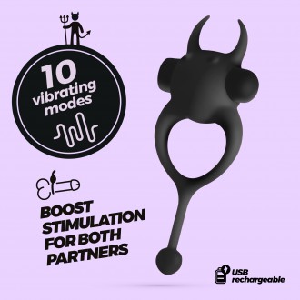 CRUSHIOUS DAEMON COCKRING WITH RECHARGEABLE VIBRATING BULLET BLACK