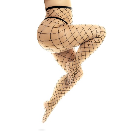 FENCE NET PANTYHOSE - QUEEN SIZE - BLACK