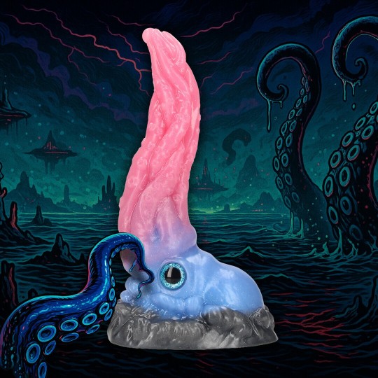 MONSTER-DILDO AUS SILIKON KRAKEN'S LICK BLAU/ROT OUCH!