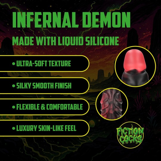 INFERNAL DEMON - SILICONE DILDO - RED/BLACK