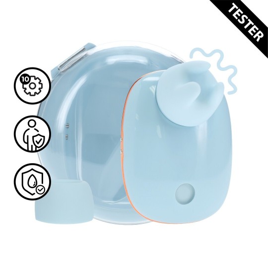 DREAMSICLE - COMPACT AIRTAP VIBRATOR WITH TWO HEAD ATTACHMENTS - BLUE - TESTER
