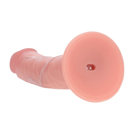 DUAL DENSITY SILICONE CURVED REALISTIC VIBRATING DILDO WITH SUCTION CUP - 8 / 20,3 CM - FLESH