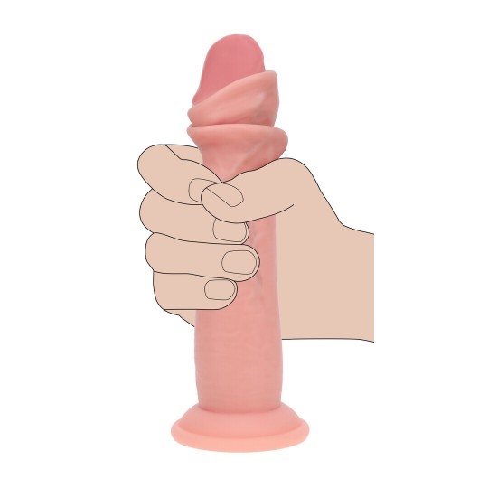 DUAL DENSITY SILICONE REALISTIC SLIDING SKIN DILDO - 6 / 15,5 CM - FLESH