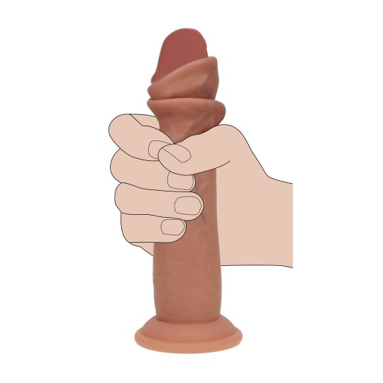 DUAL DENSITY SILICONE REALISTIC SLIDING SKIN DILDO - 6 / 15,5 CM - TAN