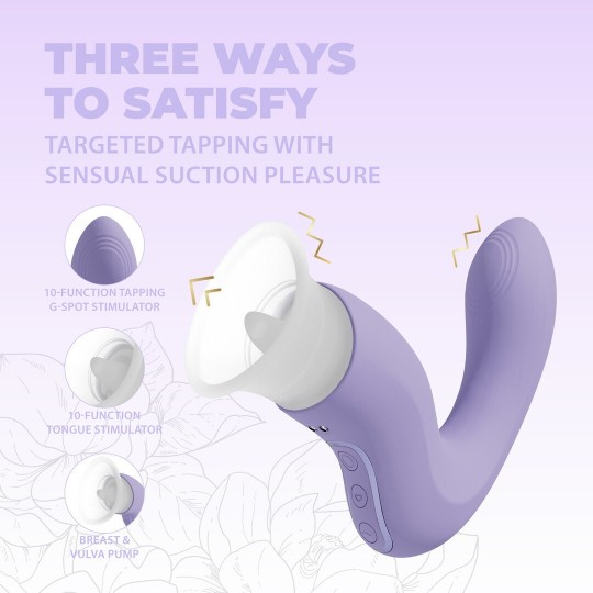 CALLALILY - G-SPOT TAP VULVA BREAST SUCTION AND TONGUE STIMULATOR - LAVENDER