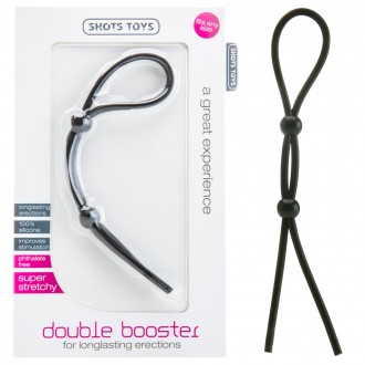 DOUBLE BOOSTER ADJUSTABLE PENIS AND BALLS RING BLACK