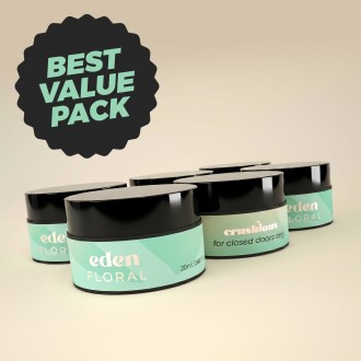 CONFEZIONE DA 5 + 1 GRATUITO CANDELA DA MASSAGGIO EDEN CON FEROMONI E PROFUMO FLOREALE 20ML CRUSHIOUS