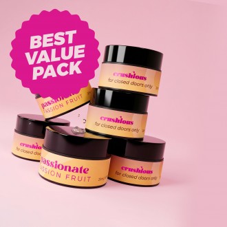 PACK 5 + 1 GRÁTIS VELA DE MASSAGEM PASSIONATE COM FEROMONAS E AROMA A MARACUJÁ 20ML CRUSHIOUS