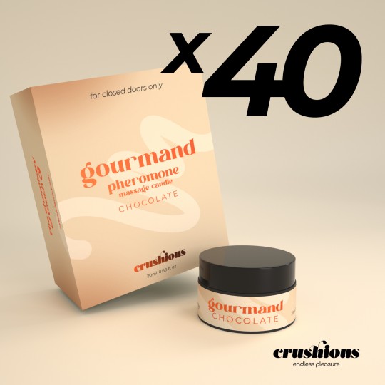 CONFEZIONE DA 40 CANDELA DA MASSAGGIO GOURMAND CON FEROMONI E PROFUMO AL CIOCCOLATO 20 ML CRUSHIOUS