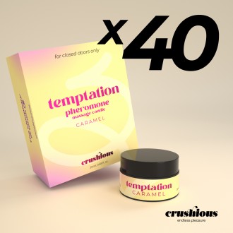 PACK DE 40 BOUGIE DE MASSAGE TEMPTATION AUX PHÉROMONES ET AU PARFUM CARAMEL 20ML CRUSHIOUS