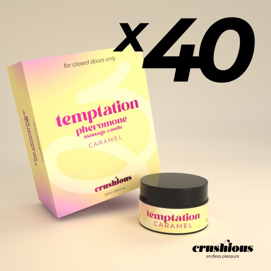 40ER-PACK MASSAGEKERZE TEMPTATION MIT PHEROMONEN UND KARAMELLAROMA 20ML CRUSHIOUS