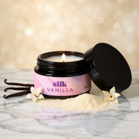 BOUGIE DE MASSAGE SILK AUX PHÉROMONES ET AU PARFUM DE VANILLE 20 ML CRUSHIOUS