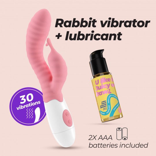 CRUSHIOUS GUMMIE RABBIT VIBRATOR PINK WITH WATERBASED LUBRICANT INCLUDED