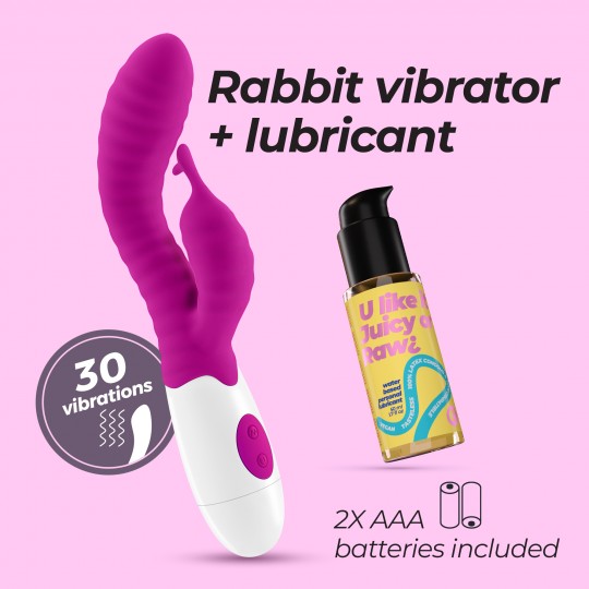 CRUSHIOUS GUMMIE RABBIT VIBRATOR PURPLE WITH WATERBASED LUBRICANT INCLUDED