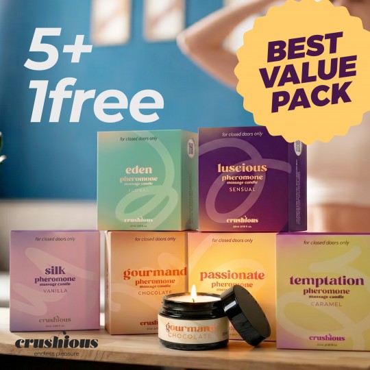 PACK 5 + 1 FREE MASSAGE CANDLES WITH VARIOUS SCENTS AND PHEROMONES 20 ML
