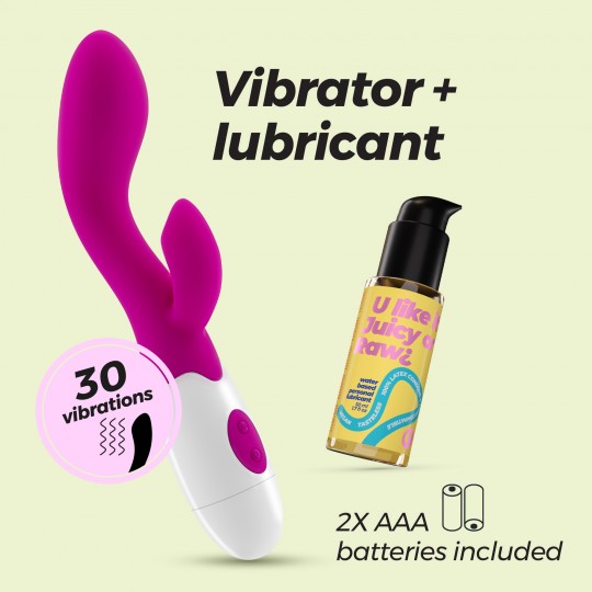 VIBROMASSEUR RABBIT CHERIE ET LUBRIFIANT À BASE D’EAU INCLUS CRUSHIOUS
