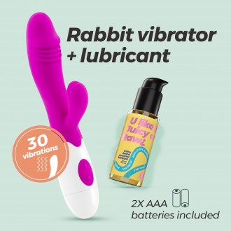 VIBRADOR COM ESTIMULADOR DE CLITÓRIS LOLLIPOP E LUBRIFICANTE À BASE DE ÁGUA INCLUÍDO CRUSHIOUS