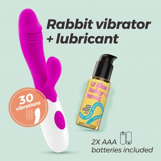 VIBRADOR COM ESTIMULADOR DE CLITÓRIS LOLLIPOP E LUBRIFICANTE À BASE DE ÁGUA INCLUÍDO CRUSHIOUS