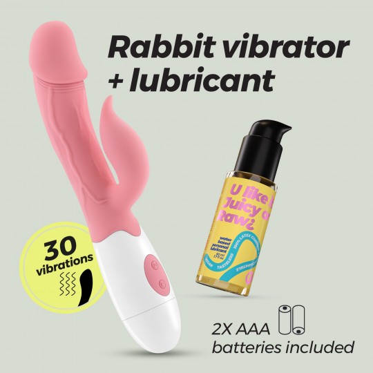 VIBRADOR CON ESTIMULADOR DE CLÍTORIS MOCHI ROSA Y LUBRICANTE DE BASE AGUA INCLUIDO CRUSHIOUS