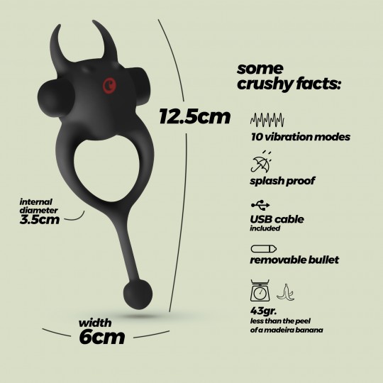 DAEMON ANILLO PARA EL PENE CON BALA RECARGABLE NEGRO CRUSHIOUS
